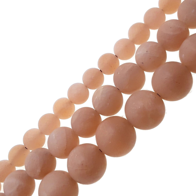 light peach moonstone matte round beads