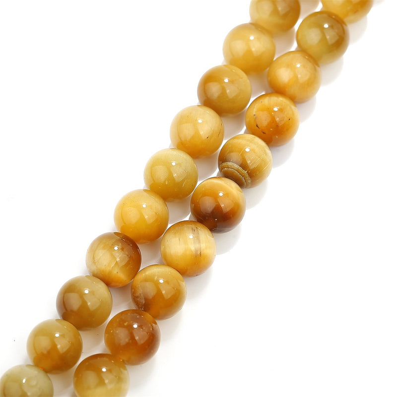 Golden Tiger's Eye Smooth Round Beads 4mm 6mm 8mm 10mm 12mm 15.5" Strand