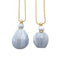 Blue Lace Agate Essential Oil Necklace Flat Round Perfume Bottle & Silver Chain