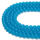 Jelly Blue Crystal Glass Smooth Round Beads Size 6mm 8mm 10mm 15.5" Strand
