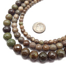 Brown Green Geothite Chrysoprase Faceted Round Beads 6mm 8mm 10mm 12mm 15.5"Strd