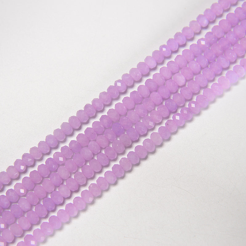 Natural Lavender Jade Faceted Rondelle Beads Size 4x6mm 15.5'' Strand