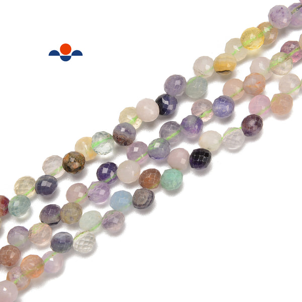 Natural Multi Color Fluorite Faceted Round Teardrop Beads Size 6mm 15.5'' Strand