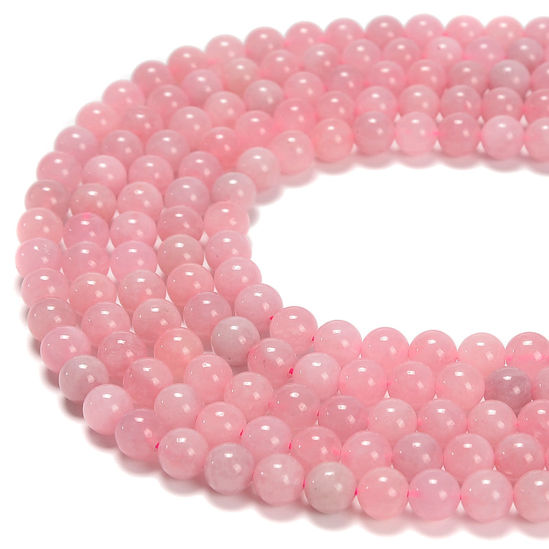 Bright Pink Madagascar Rose Quartz Smooth Round Beads 6mm 8mm 10mm 15.5'' Strd