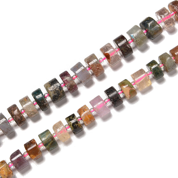 03 Mixed Gemstone Rondelle Wheel Disc Beads Size 10-11mm 11-12mm 15.5'' Srtand