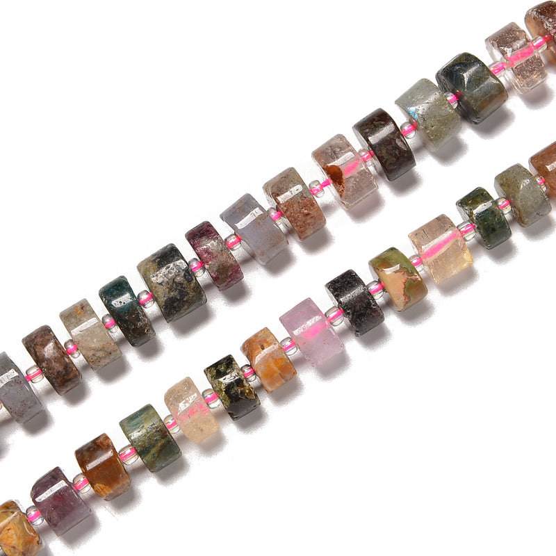 03 Mixed Gemstone Rondelle Wheel Disc Beads Size 10-11mm 11-12mm 15.5'' Srtand
