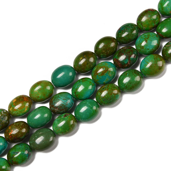 Dark Green Turquoise Round Oval Beads Size 13x16mm 15.5'' Strand