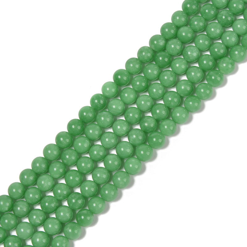 Natural Green Jadeite Jade Smooth Round Beads Size 6mm 15.5'' Strand