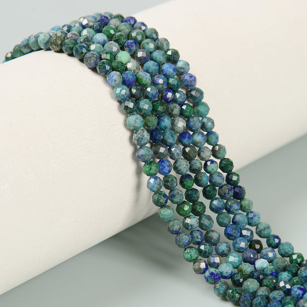 Chrysocolla Faceted Round Beads Size 2mm 3mm 4mm 15.5" Strand