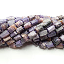 Natural Charoite Faceted Irregular Tube Beads Size 8x10mm 15.5" Strand