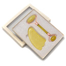 Yellow Jade Face Massage Roller Tool & Gua Sha Facial Massager Stone Box Set