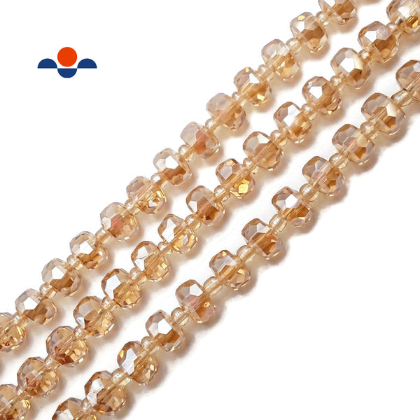 Peach Crystal Glass Faceted Rondelle Beads 4x8mm 15.5" Strand