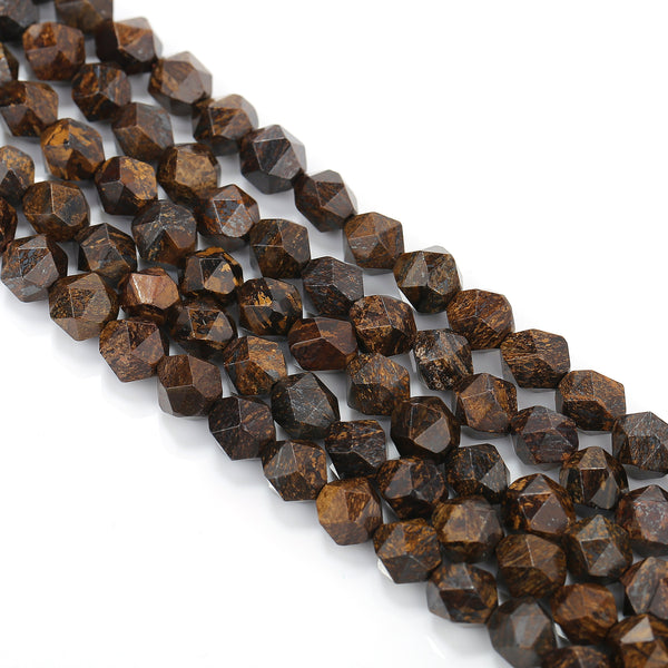 natural bronzite faceted star cut beads