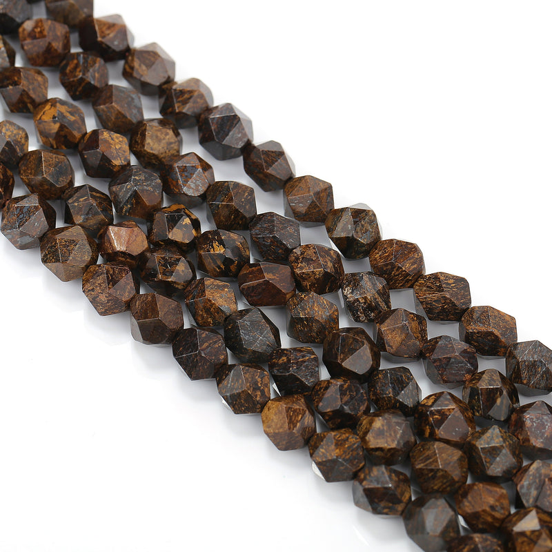 natural bronzite faceted star cut beads