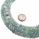 Natural Fluorite Faceted Round Beads 5mm 15.5" Strand