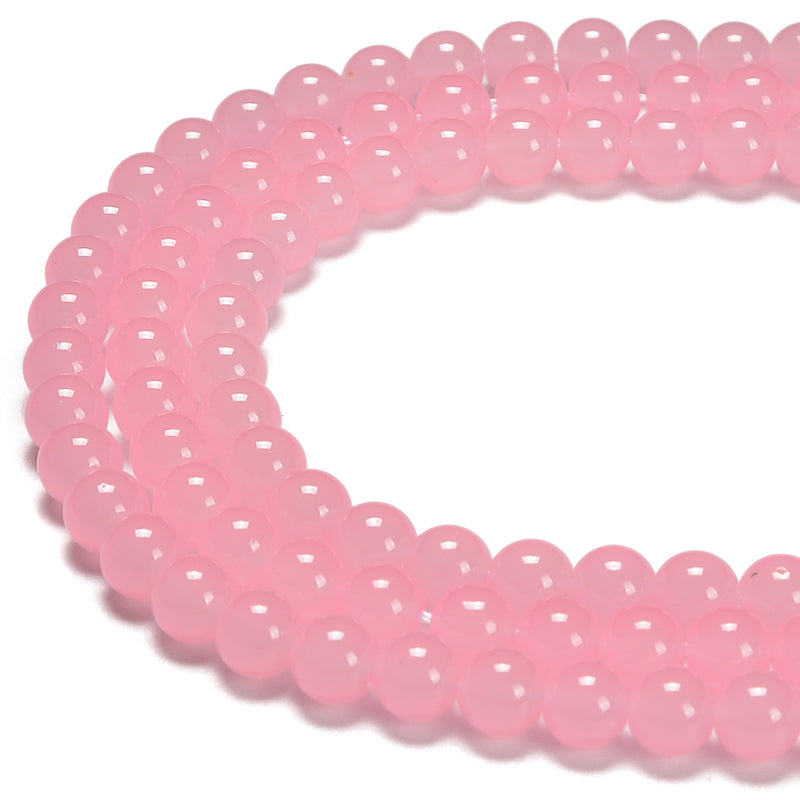 Light Pink Crystal Glass Smooth Round Beads Size 6mm 8mm 10mm 15.5" Strand