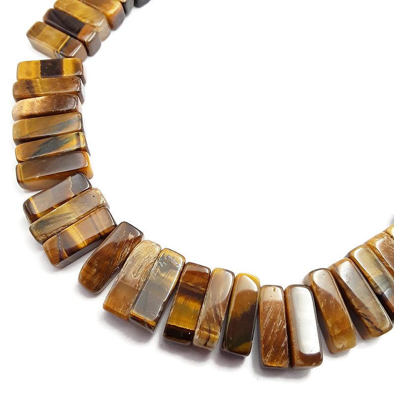 yellow Tiger's eye rectangle slice piano key Points beads