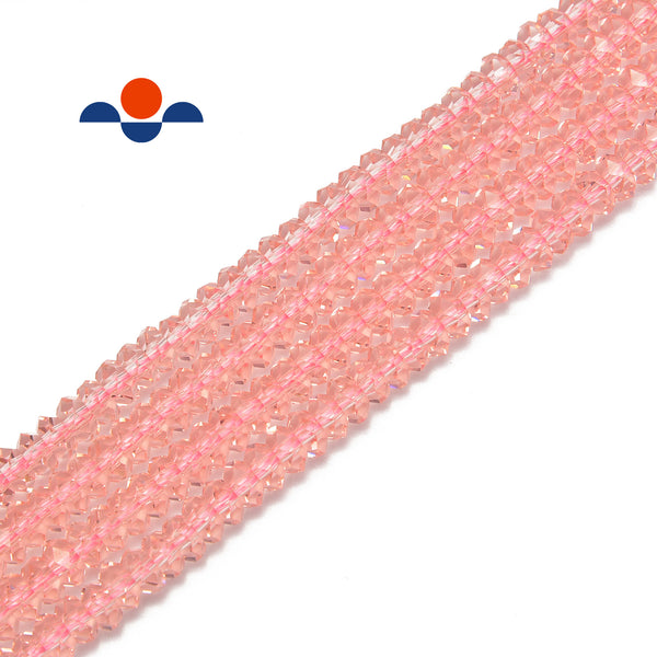 pink k crystal glass faceted rondelle beads 