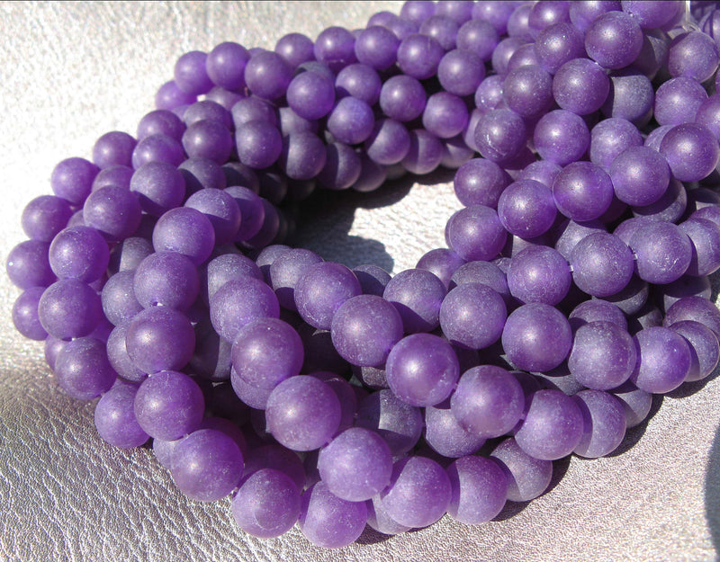 purple dyed jade matte round beads