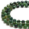 Moss Agate Prism Cut Double Point Faceted Round Beads 9x10mm 15.5'' Strand