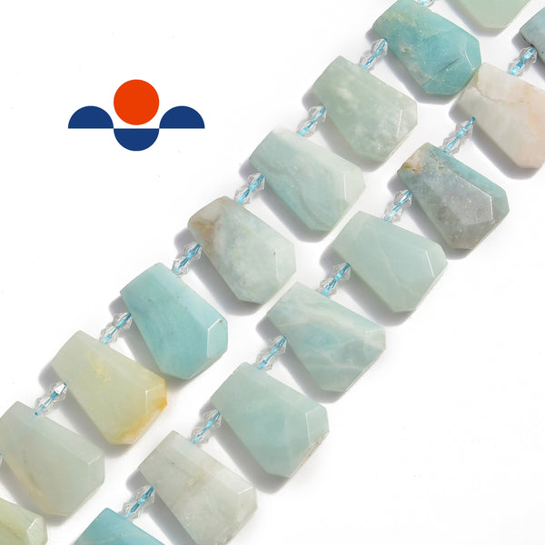 amazonite graduated faceted trapezoid beads