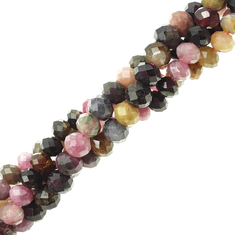 multi color tourmaline faceted rondelle beads 