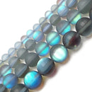 Black Blue Mystic Aura Mermaid Glass Matte Round Beads 6mm 8mm 10mm 12mm 15.5" Strand