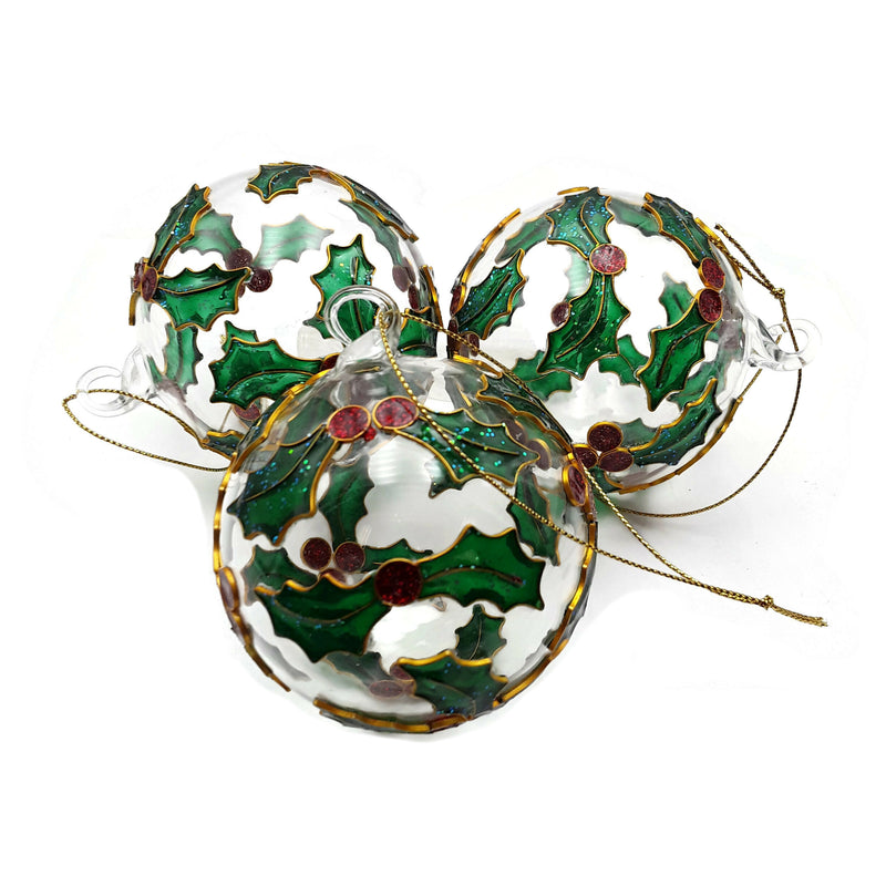 Cloisonne Christmas Tree Ornament Mistletoe Ball Decoration 3"