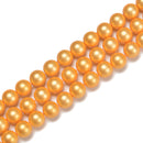 Bright Gold Shell Pearl Matte Round Beads Size 6mm 8mm 10mm 15.5'' Strand