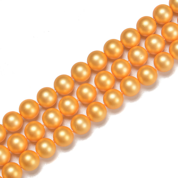 Bright Gold Shell Pearl Matte Round Beads Size 6mm 8mm 10mm 15.5'' Strand