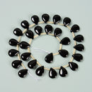 Black Onyx Top Drill Flat Teardrop Beads Size 10x14mm 15.5'' Strand