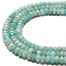 Blue Green Amazonite Hard Cut Faceted Rondelle Beads Size 5x8mm 15.5" Strand