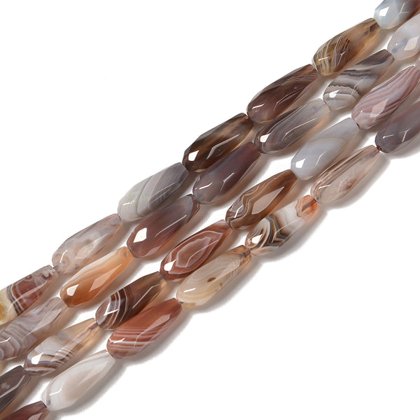 Botswana Agate Faceted Full Teardrop Beads Size 6x16mm 15.5'' Strand