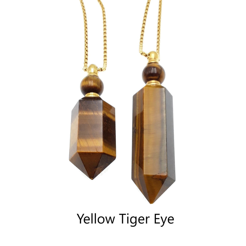 natural stone essential oil necklace perfume bottle faceted Points gold chain