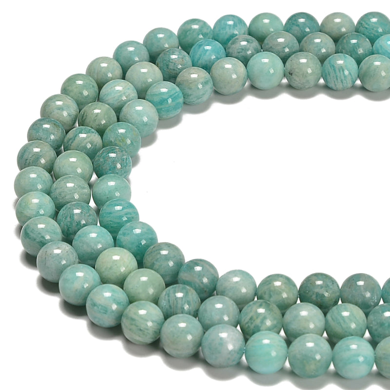 Natural Green Amazonite Smooth Round Beads Size 6mm 8mm 10mm 15.5'' Strand