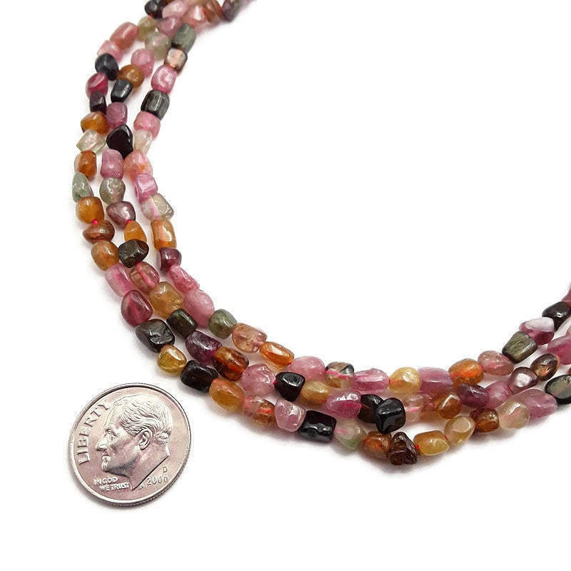 multi color tourmaline nugget beads 
