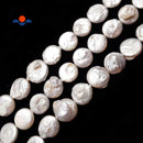 Fresh Water Pearl White Keshi Coin Flat Discs Beads 16-18mm 15.5" Strand