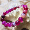 fuchsia pink Striped agate bracelet smooth round