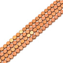 Copper Plated Hematite Smooth Flat Coin Beads 6mm 8mm 15" Strand
