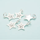 925 Sterling Silver Five-Pointed Star Charm Pendant Size 12x7.5mm 4Pcs Per Bag
