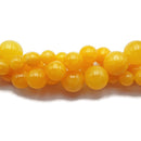 Cloudy Yellow Dyed Jade Smooth Round Beads 6mm 8mm 10mm 15.5" Strand