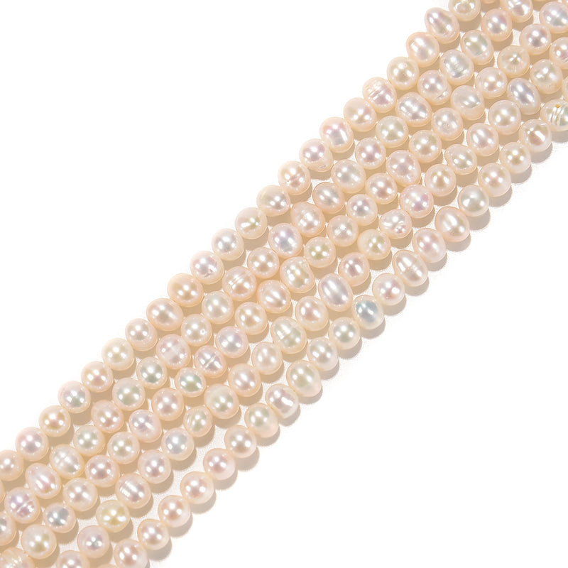 Natural White Fresh Water Pearl Potato Shape Beads Size 5-6mm 13.5'' Strand