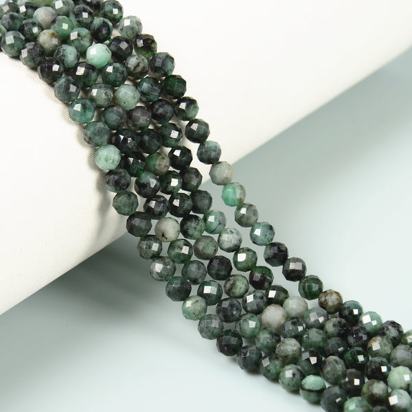 Natural Emerald Faceted Round Beads Size 2mm 3mm 4mm 6mm 15.5" strand