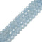 Aquamarine Prism Cut Double Point Faceted Round Beads 9x10mm 15.5'' Strand