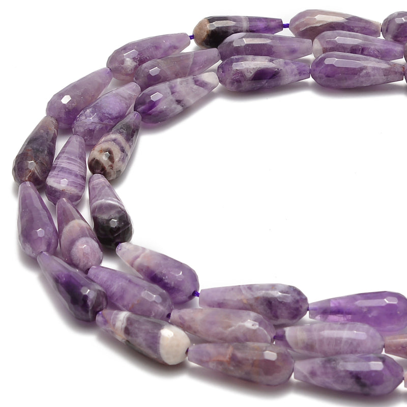 Chevron Amethyst Faceted Teardrop Beads Size 8x20mm 15.5" Strand
