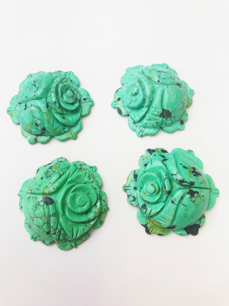 green magnesite hand carved rose pendant