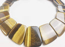 natural yellow Tiger's eye graduated trapezoid slab slice beads