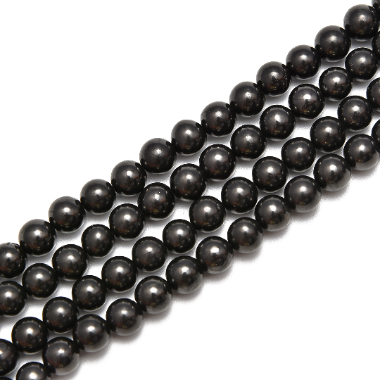 2.0mm Large Hole Shungite Smooth Round Beads Size 6mm 8mm 10mm 15.5'' per Strand
