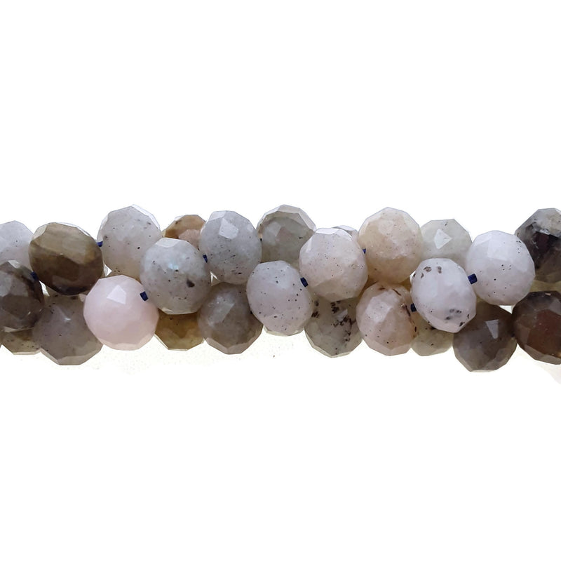 Gray Labradorite Faceted Rondelle Beads Approx 5x8mm 15.5" Strand