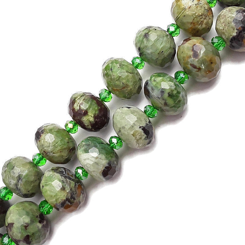 green opal large faceted rondelle beads 